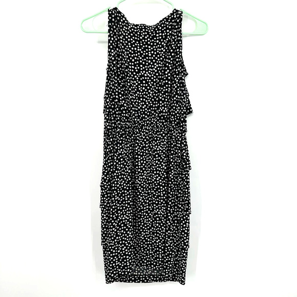 Danny and‎ Nicole size small black with white polka dots sleeveless tiered dress - Picture 2 of 6